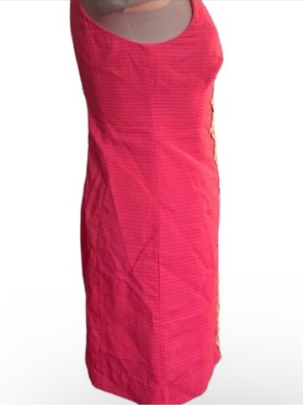 Sleeveless Pink Crochet-Trim Bodycon Dress - Picture 6 of 7